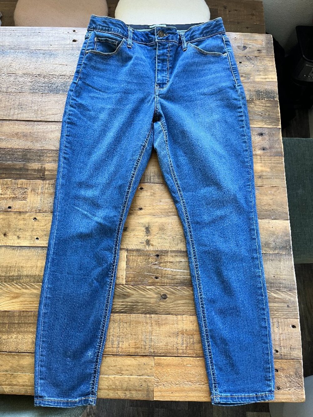 Ava & Viv Stretch Straight Leg Jean Medium Blue Wash 14W